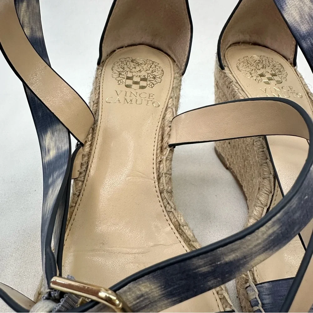 Vince Camuto Mesteria Platform Wedge Espadrille Sandal 8.5 Blue